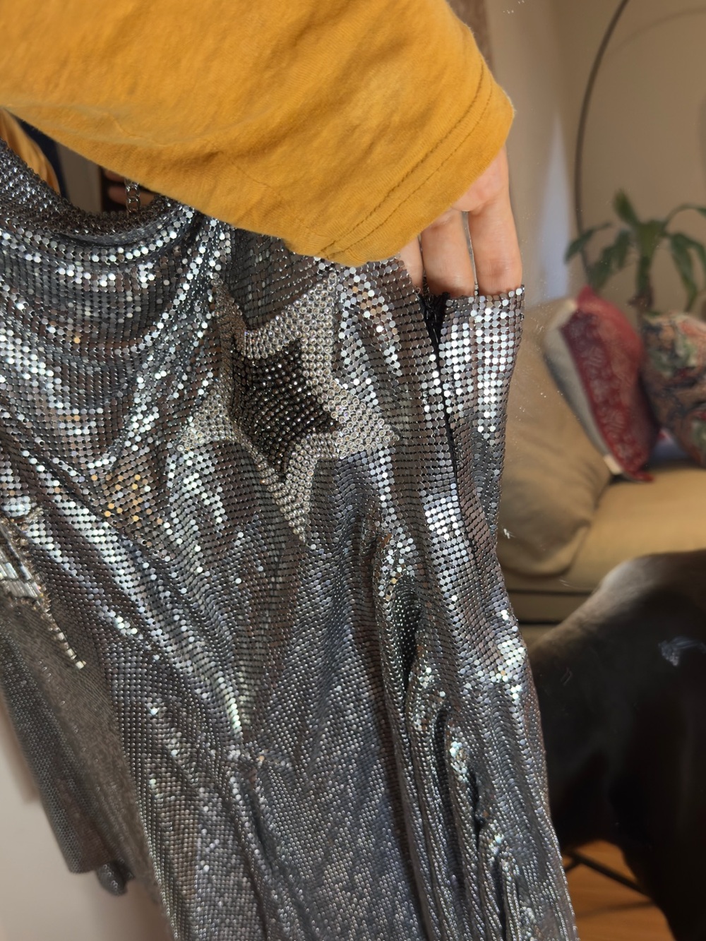 Dolls Kill Darker Wavs Silver Metallic Sequin Draped Mini Dress - Picture 7 of 8